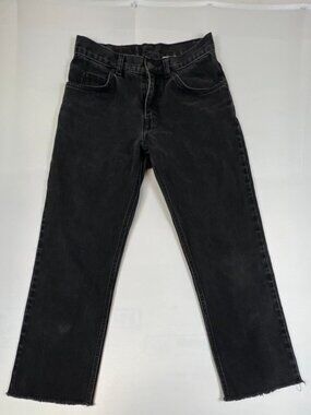 VTG Levi’s Men 28X26 Orange Tab Black Denim Jeans Raw Cut Hem Cotton Altered